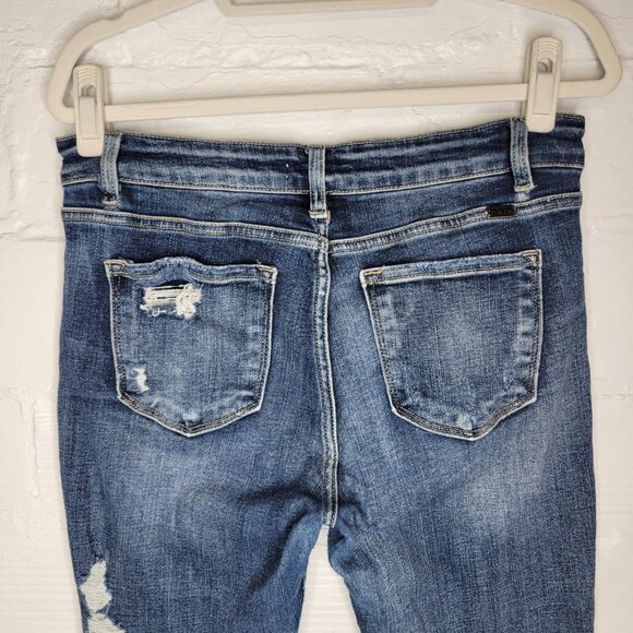 Kancan Women's Size 29 Jeans Mid Rise Ankle Skinny Distressed Raw Hem - Picture 4 of 8